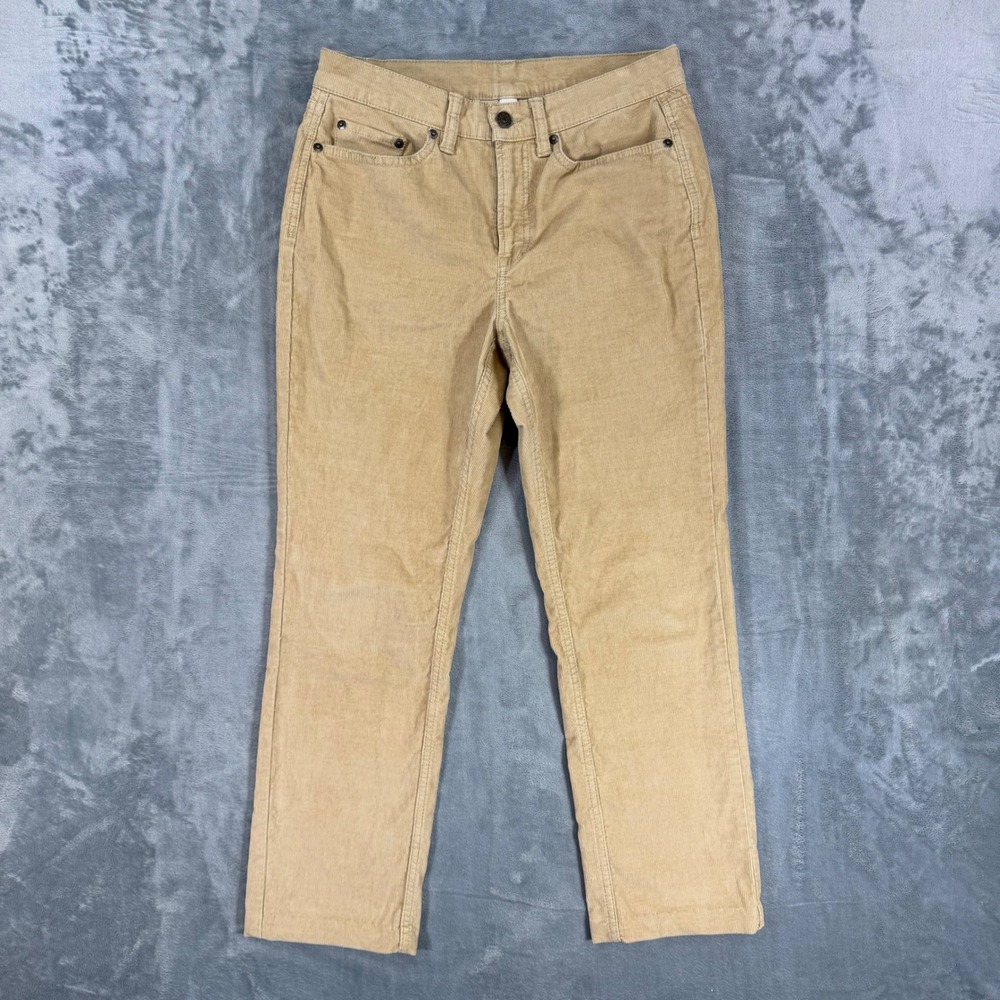 L.L. Bean‎ BeanFlex Corduroy Straight Leg Pants Women's Size 6 Reg Beige Pants